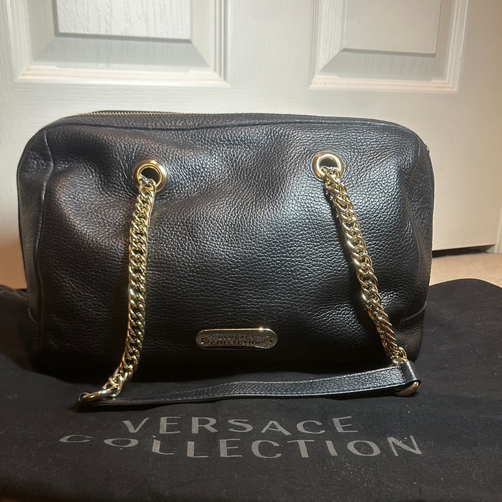 Versace Collection Black Leather Bag